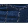 Verão Denim Saia Mulheres Sereia Trompete Long Ruffles Mid-Bezerro Império Calças de brim da cintura alta com stretch B02910B 210629