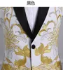 PYJTRL Men Fashion Gold Embroidery Suits White Black Red Prom Dress Stage Singers Costume Wedding Groom Tuxedo Jacket With Pants X0909