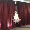 Luxury Metal Arch Drape Wedding Cake Stand Swing Hanging Rack Crystal Beads Acrylic Flower Holder wedding Table Centerpiece