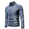 Denim Kurtka Męskie Moto Biker Jean Jesień Zima Moda Solid Plus Velvet Stand Collar S Casual Coat 211217
