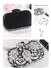 Bolso de mano de lujo con diamantes de imitación para mujer, bolso de noche elegante para mujer, bolsos y bolsos exquisitos de boda, bolso de hombro negro