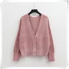 H.SA Women Winter Sweater and Korean Style Short Ponchoes Chenille Warm Thick Cardigans Knit Coat 210417