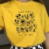 Women's T-shirt Save The Bees Cotton Short Sleeve Kawaii Harajuku Wildflower Graphic Tees Summer Ulzzang Tees Tops Women Clothes 210518
