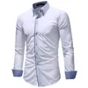 Botão de camisas casuais masculinas para baixo manga longa designer de luxo rua tendências fina festa camisa masculino negócio