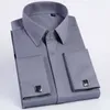 Jakość Różowa Mężczyźni Francuski Spinki do mankietów Koszula męska Koszula Z Długim Rękawem Casual Male Marka Shirts Slim Fit Francuski Mankiet Koszulki P0812