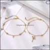 Ankjes zomer boho moon star aklet voor vrouwen gouden mtilayer kristal enkel armband voet ketting been strand aessories sieraden