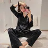 JULY'S SONG 4 Pieces Stain Silk Pajamas Woman Pajamas Set Spring Summer Sleepwear Jacquard Long Sleeves Women's Home Clothes 210831