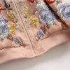 Designer Vintage Outwear Women Long Sleeve Luxury Beading Crystal Autumn Fashion Flowers Jacquard Jackets 210522