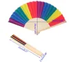 Chinese Style Colorful Rainbow Folding Hand Fan Party Favors Wedding Souvenirs Giveaway For Guest SN3036