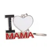 نقل الحرارة سلسلة المفاتيح قلادة التسامي فارغة أنا أحب ماما diy المفاتيح الإبداعية القلب شكل مفتاح سلسلة الأم هدية عيد كيرينغ DE243
