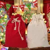 サンタ袋リネンクリスマスキャンディーバッグ巾着クリスマスギフト袋アップルプレゼント子供用ストレージバッグ