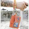 Link Chain Women Multicolor Siliconen kralen Bracelet Tassel PU Leer ID Holder Polslee Wallet Halloween sieraden