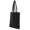 쇼핑 가방 에코 드 쇼핑백 Capacidad Nuevo Alta Calidad Bolsas Las Mujeres Lienzo Estudiante Bolsa Lino Plaid Hombro Bolso 0209