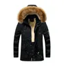 Mens Designer Slim Fur Hooded Trench Coats Vinter Tjockad Mid-Length Jackor Mäns Casual Färg med Velvet Tjock Full Zip Jacka Plus Storlek