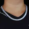 Ny Iced Out Bling Aaa Zircon 1 Row Tennis Chain Halsband 4 * 8mm Baguette Cubic Zirconia Chain Choker Kvinnor Män Hip Hop Smycken X0509