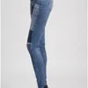 جينز جينز خمر للنساء منتصف الخصر ثقوب جينز المرأة مرونة الخصر الجينز الإناث عارضة ضئيلة نحيل الدينيم سروال رصاص 211201