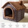 Casa de cachorro canil macio cama para animais de estimação tenda interna fechada cesta de ninho de pelúcia quente com almofada removível acessório de viagem para cães 2029698564