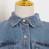 TWOTWINSTYLE Drawstring Patchwork Denim Vest For Women Lapel Sleeveless Casual Loose Cotton Coat Female Winter Fashion 211120