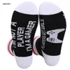 J78E homens menino adolescente novidade engraçado jogo meias por favor não perturbe letras imprimir contraste cor casual mid tube hosiery presentes x0710