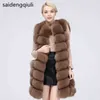 Naturlig Real Fur Vest Coat för jacka Kvinna s Waistcoat Long s 211220