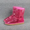 Dam Glitterstövlar Paljett WGG Klassisk designer snö vinterstövlar Ankel Mini Kort Knä Sparkles Button Bling Boot direktförsäljning svart