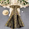 Ftllz Summer Women Sexy Spaghetti Pasek Slash Neck Potargany Długa Dress Elegant Lace Patchwork Floral Print Party 210423