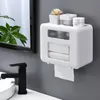 Dispenser a doppio strato a 4 colori Porta carta igienica a parete Scatola per fazzoletti in plastica impermeabile Prodotto per il bagno Forniture per il bagno 210401