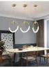 Lampadario di cristallo moderno per sala da pranzo Gold Circle Living Home Decoration Light Fixture Ring Cristal Led Bed Lamp