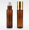 Wholesale Essential Oil Roller Bottles 10ml Frosted Amber Glass with Rollers Balls Roll on Bottle