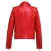 Frauen Motorrad PU Leder Jacke Winter und Frühling schwarzer roter Faux Mantel Kollor Lady Oberbekleidung 210423