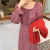 Spring Autumn Women Ladies Sleeve Boho Chiffon Floral Print Robe Medium Long T-Shirt Dress T0D22C 210416