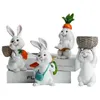 Dekoracje żywicy Wielkanocny dla domu Cute Rabbit Animal Figurki Miniaturowe Tabletop Ozdoby Statua Fairy Garden Thanksgiving 210804