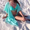 Summer Beach Dress Tassels Swimwear Cover Up Loose Solid Women Bikini Bathing Suit Ropa De Playa Para Mujer Sarongs