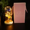 Romantik Ewiges Leben Blumenglas Cover Schönheit und Biest Rose LED Batterie Lampe Geburtstag Valentinstag Präsentieren Muttergeschenke WHT0228