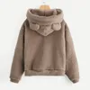 Hot koop Pluizige Hoodies Vrouwen Kawaii Sweatshirt Schattige Beer Oorkap Herfst Winter Warme Trui Lange Mouw Uitloper Fleece Jas Moletom Nieuwe