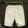 Shorts masculinos verão brancos cáqui preto cáqui rasgado jeans retos soltos Moda curta Hip Hop Bermuda buracos casuais de jeans casual shorts G230316