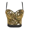 Atoshare Sexiga Kvinnor Silver Guld Paljett Rhinestone Top Lady Rave Outfit Pearl Glitter Toppar Bustier Kvinnlig Korsett Crop Top Strass 210407