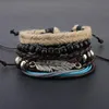 Beaded Strands Men Armband 1 Set 4st Leather Men's Multi-Layer Bead Women's Retro Punk Casual Jewelry Trum22