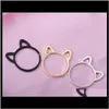 Band Drop Delivery 2021 Womens 925 Sier Rings Simple Cute Ear Design Finger Ring Black Gold Plated Cat Jewelry Gift Rzkxn