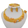 Ohrringe Halskette Exquisite Dubai Gold Schmuck Set Nigerianische Braut Hochzeit Für Frau Accessoires Mode Afrikanische Perlen Modeschmuck