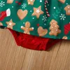 Baywell Noël né bébé fille vêtements dentelle à volants arbre de Noël imprimé combinaison bandeau 2 pièces tenues sans manches pour 0-18 mois 220211