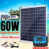 60W DC 12V Solar Panel 5V Dual USB Ports Battery Charger Aluminum Plate Powered - Type 1