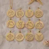 12 Zodiac Sign Coin Necklace Gold chains Crystal Gemini Leo Sagittarius Pisces Pendants Charm Star Sign Choker Astrology Necklaces for Women Jewelry Will and Sandy