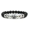 Brins de perles Pave Zircon Couronne Bracelet Charme Hommes À La Main Noir Mat Femmes Tissage Bijoux Pierre Perles Bracelets