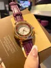 Zegarki marki dla kobiet Kolorowy kryształowy w stylu skórzany pasek kwarcowy zegarek na nadgarstek L452843