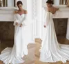 2022 robes de mariée hors épaule en mousseline de soie plage robes de mariée manches longues Simple Boho avec Train pour les femmes Robe Mariage