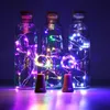 Solar Powered 8LEDs Cork Shaped Silver Wire Wine Bottle Fairy String Light for Christmas Party - Pink