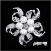 Pins Schmuck Silber/Goldton Klar Strass Kristall Blume Mädchen Cor Mode Perle Brosche Hochzeit Brautstrauß Pins