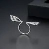 LUOTEEMI Exquisite Adjustable Open Ring for Women Party or Dating Shiny CZ Cute Wing-shaped Unique Female Anillos Christmas Gift