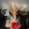 LED Aydınlık Balon Şeffaf Temizle Bobo Topu Gül Buketi Ile Set Sevgililer Günü Hediyesi Hediye Doğum Günleri Düğün Parçaları Favor Süs Dekor 30 adet / DHL H9294DWU